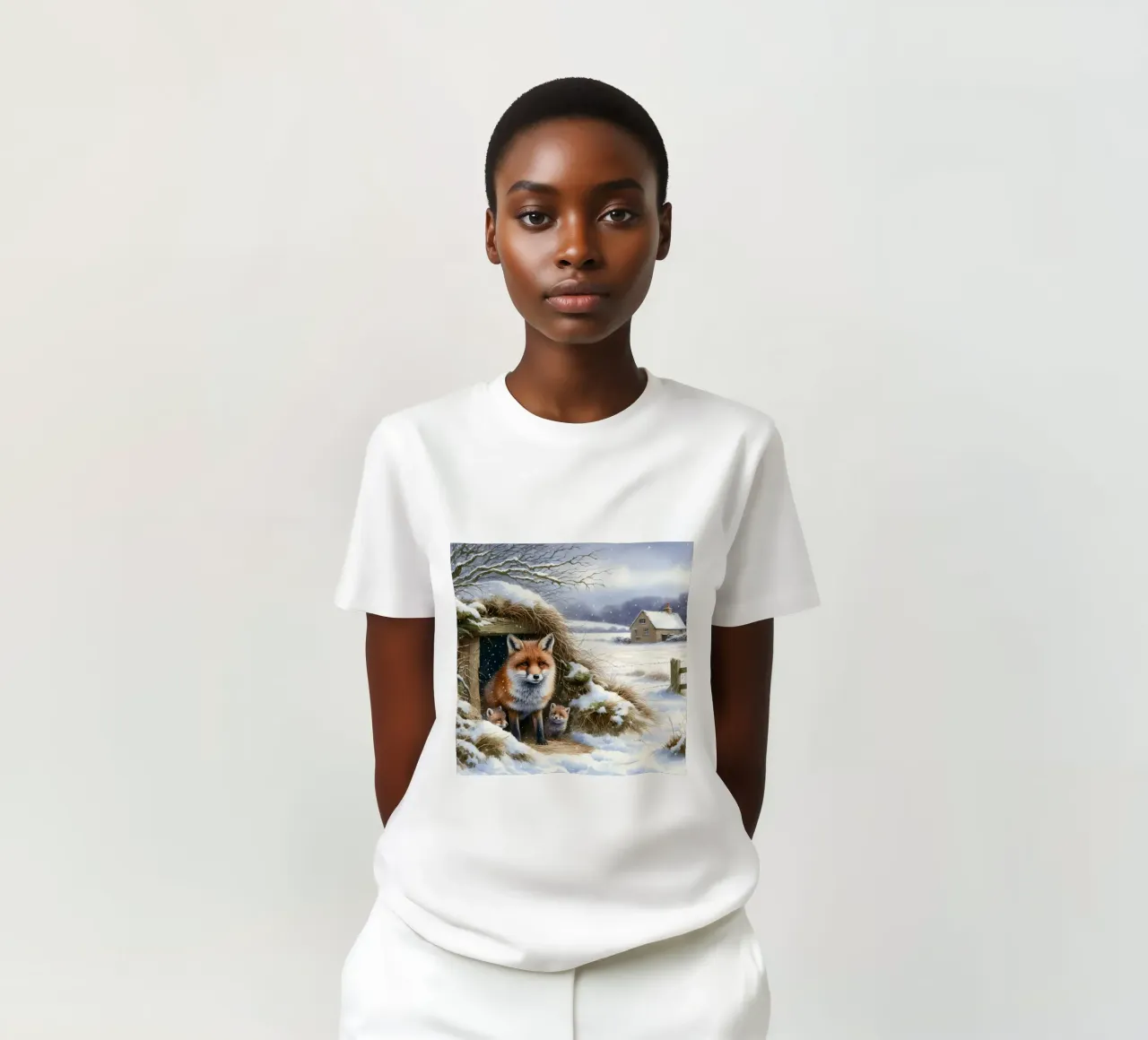 Cuccioli di volpe in inverno t-shirt da ARTOMATIC