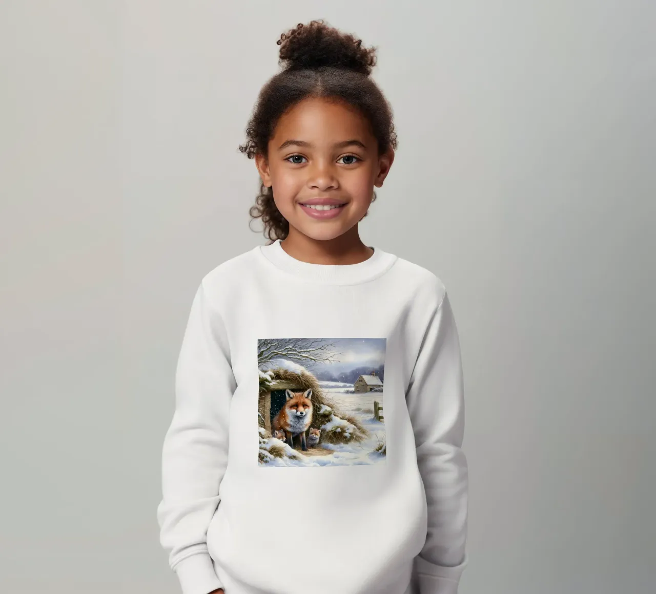 Cuccioli di volpe in inverno felpa bambino da ARTOMATIC