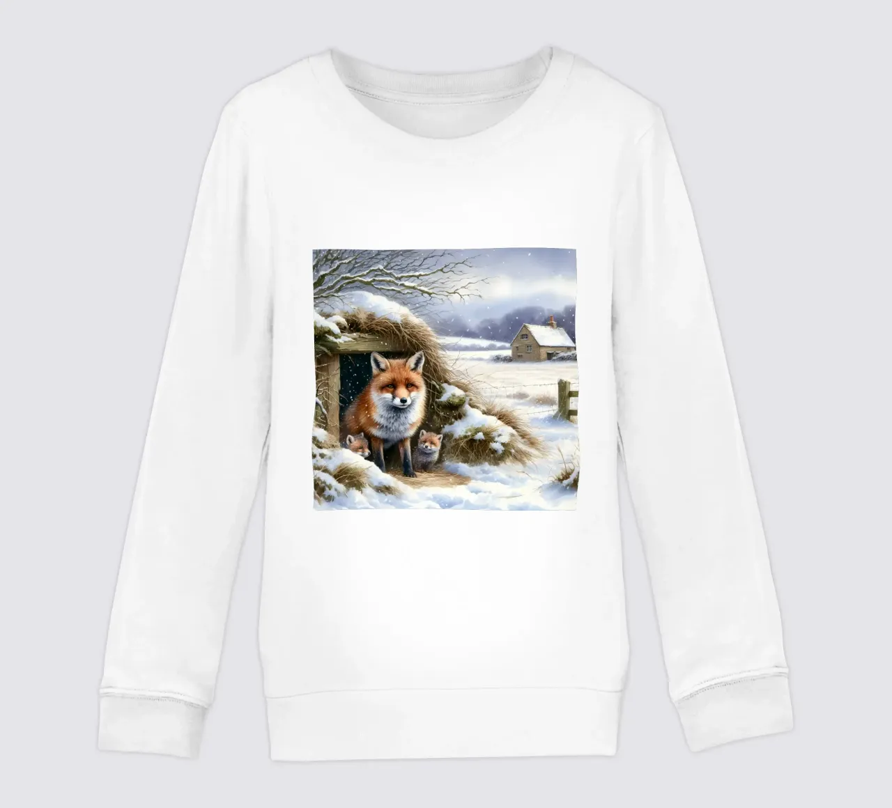 Cuccioli di volpe in inverno felpa bambino da ARTOMATIC