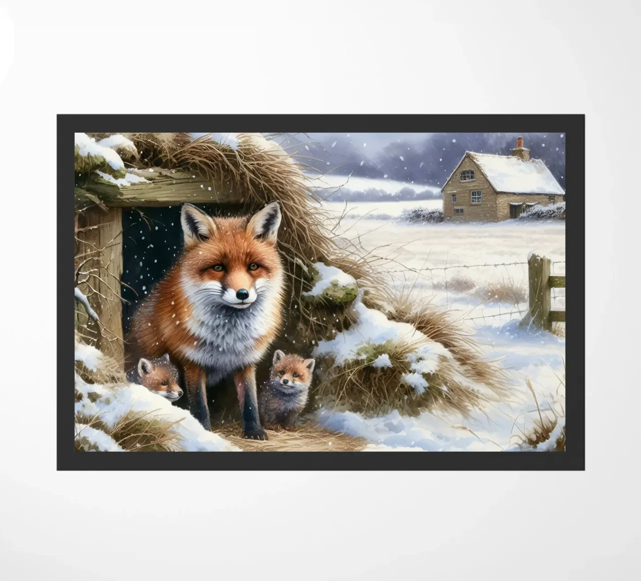 Cuccioli di volpe in inverno zerbino da ARTOMATIC