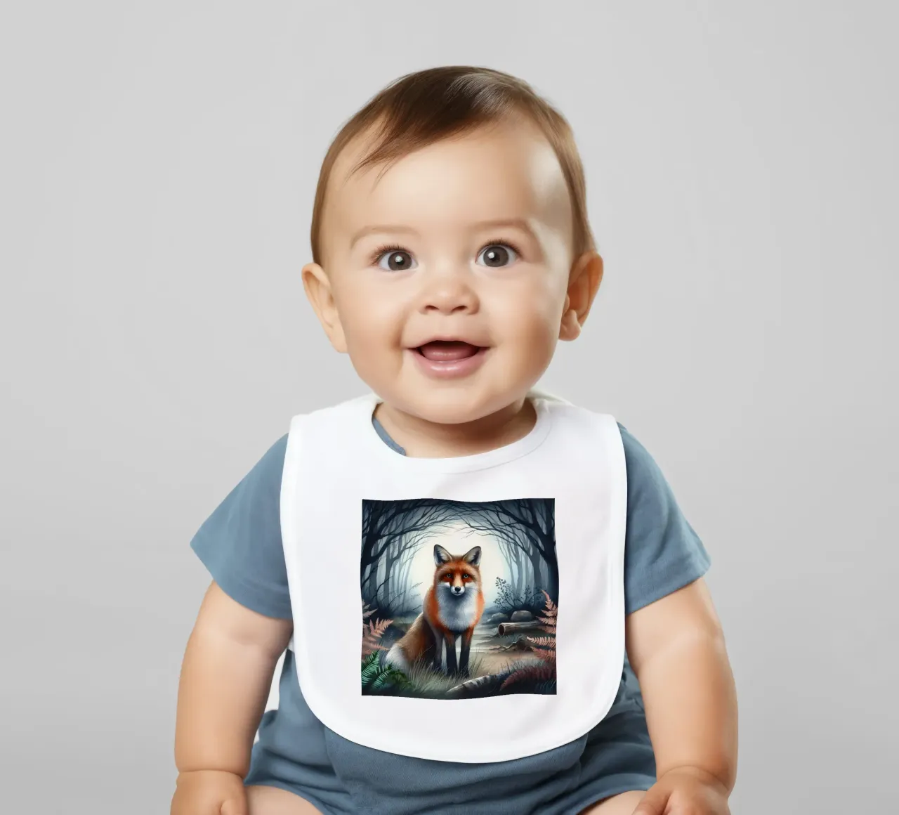 Fox In The Forest baby bib by ARTOMATIC
