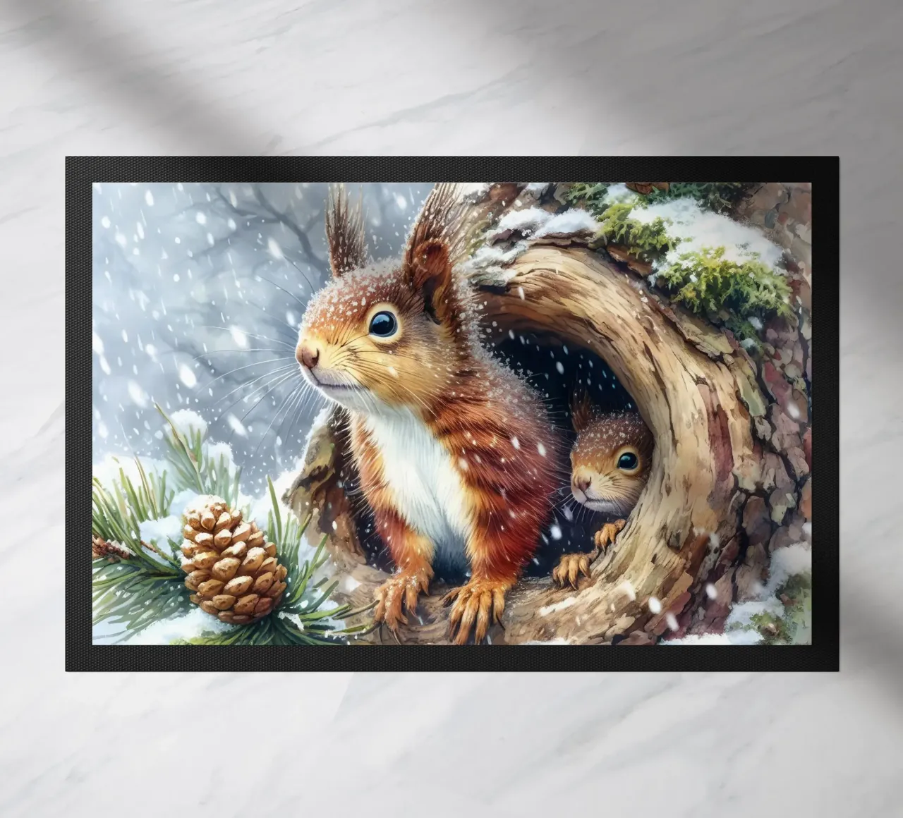 Red Squirrel doormat by ARTOMATIC