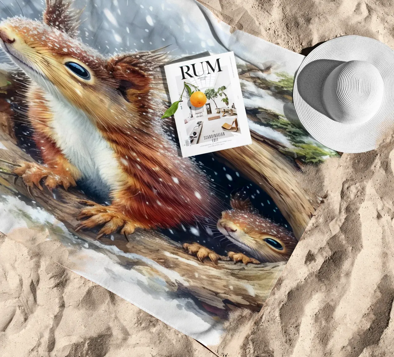 Scoiattolo rosso telo mare da ARTOMATIC