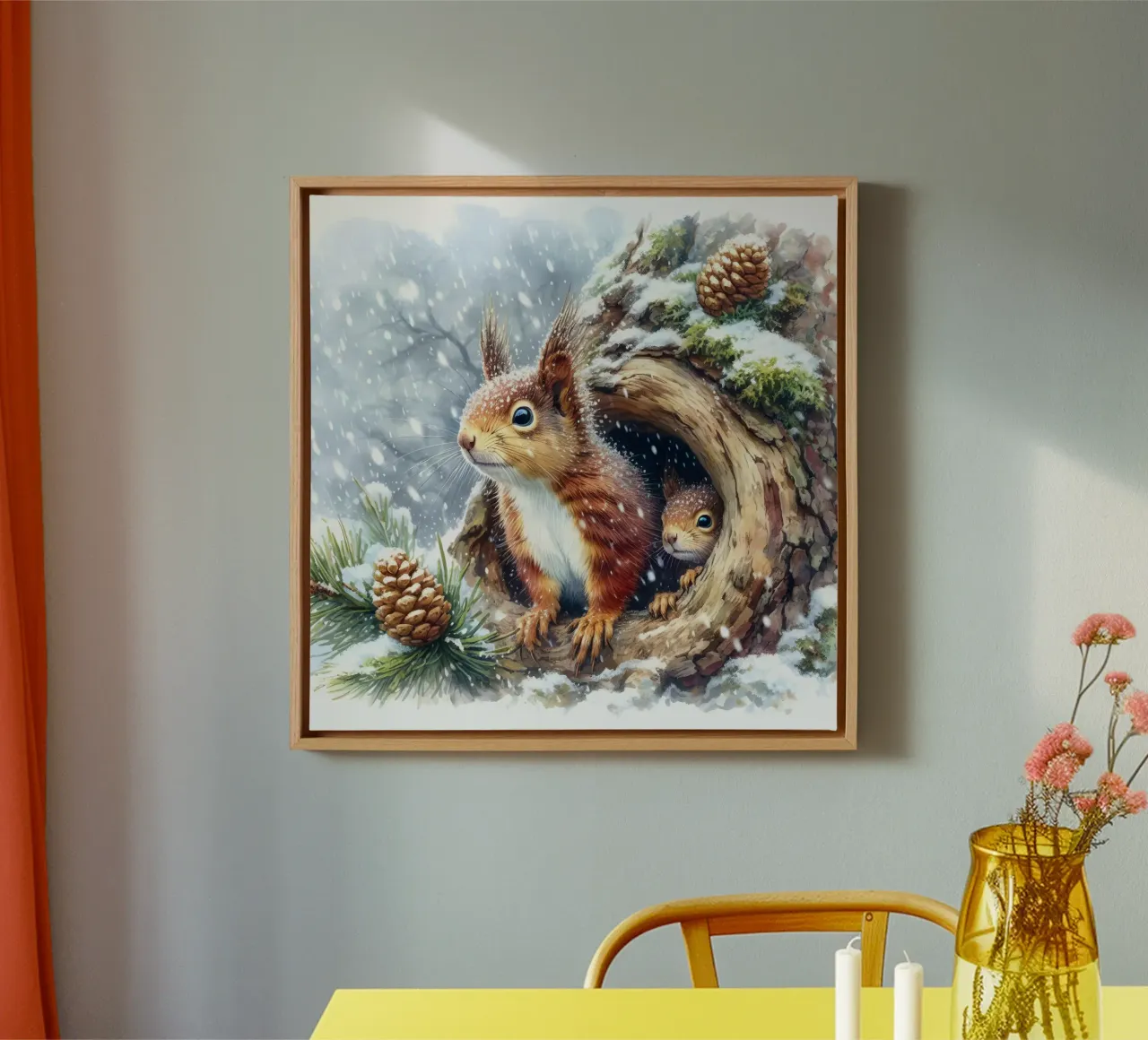 Red Squirrel canvas with Floater frame by ARTOMATIC