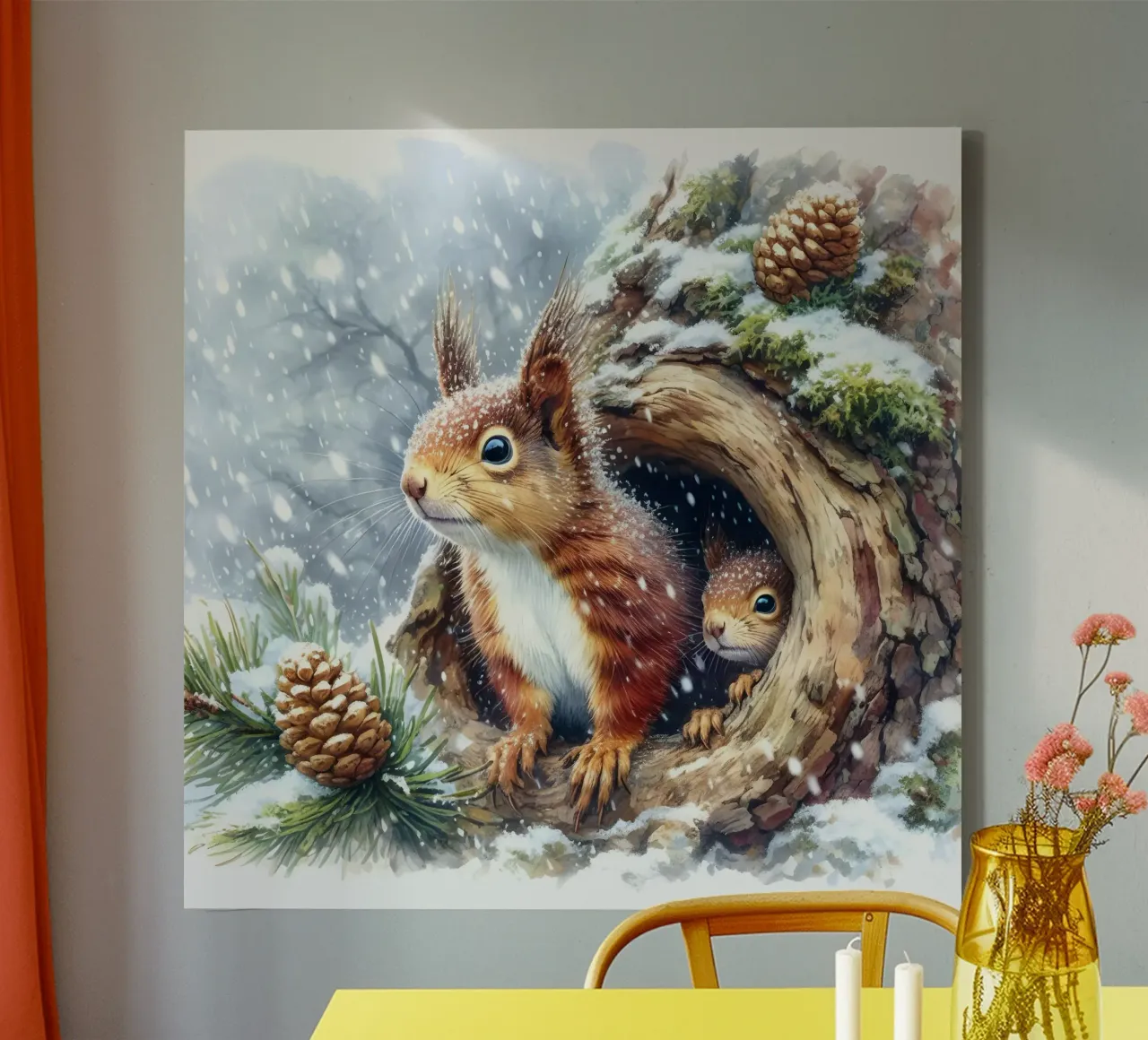 Red Squirrel canvas with Floater frame by ARTOMATIC
