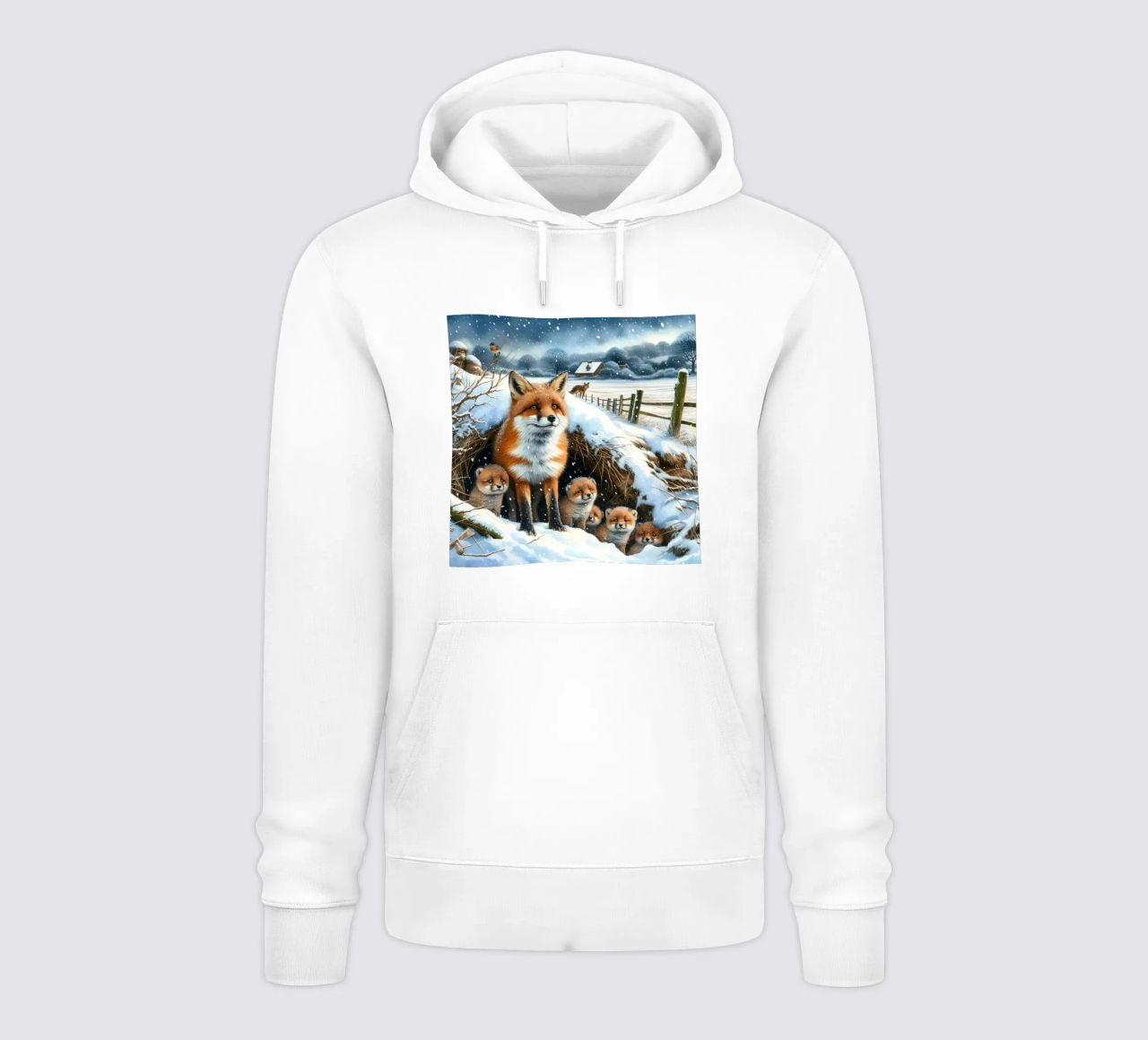 Zorro y cachorros en Navidad sudadera con capucha de ARTOMATIC