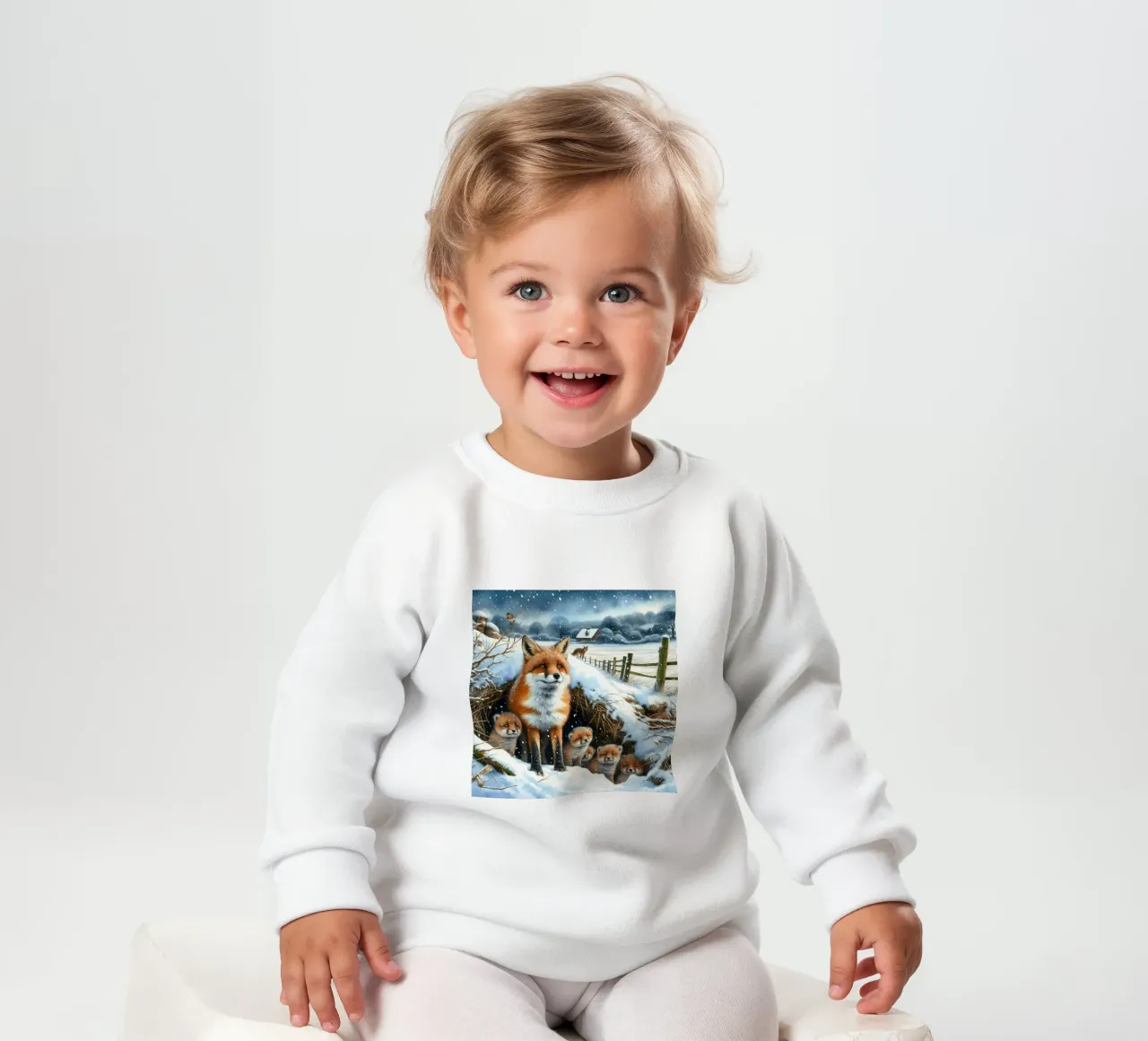 Volpe e cuccioli a Natale felpa neonato da ARTOMATIC