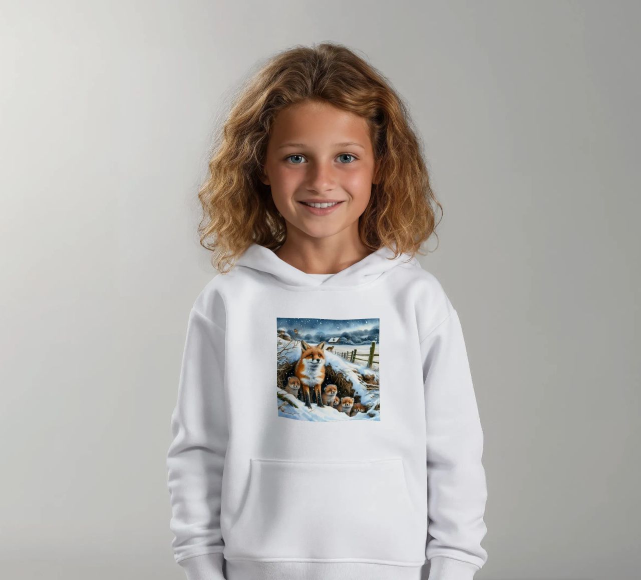 Zorro y cachorros en Navidad sudadera con capucha para niño de ARTOMATIC