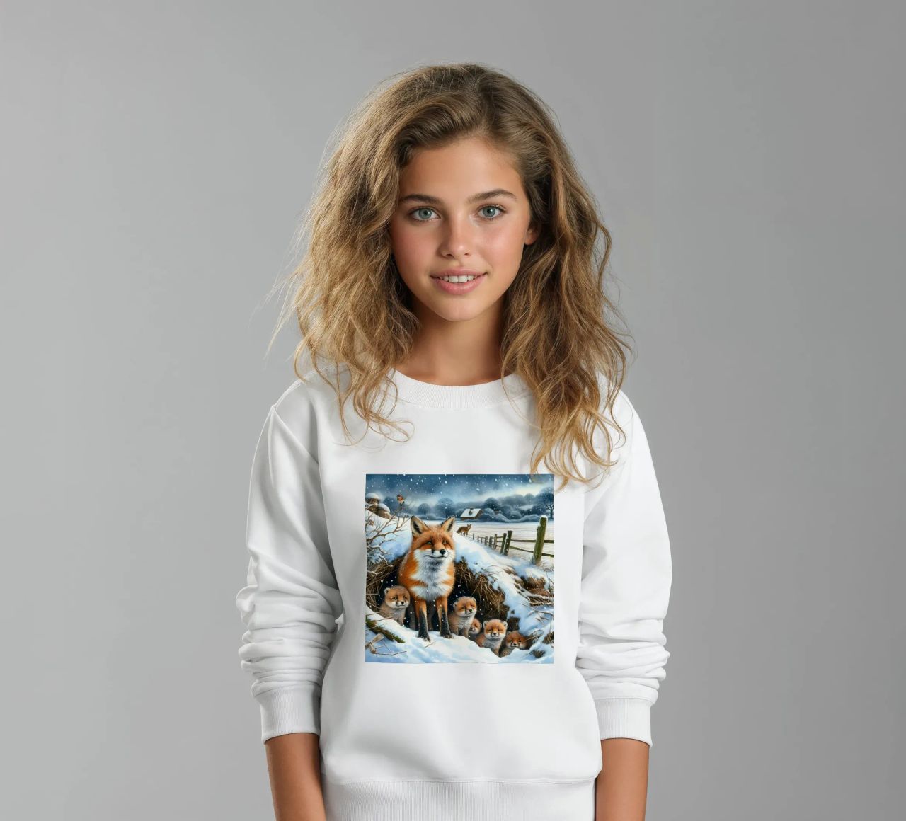 Zorro y cachorros en Navidad sudadera para niño de ARTOMATIC