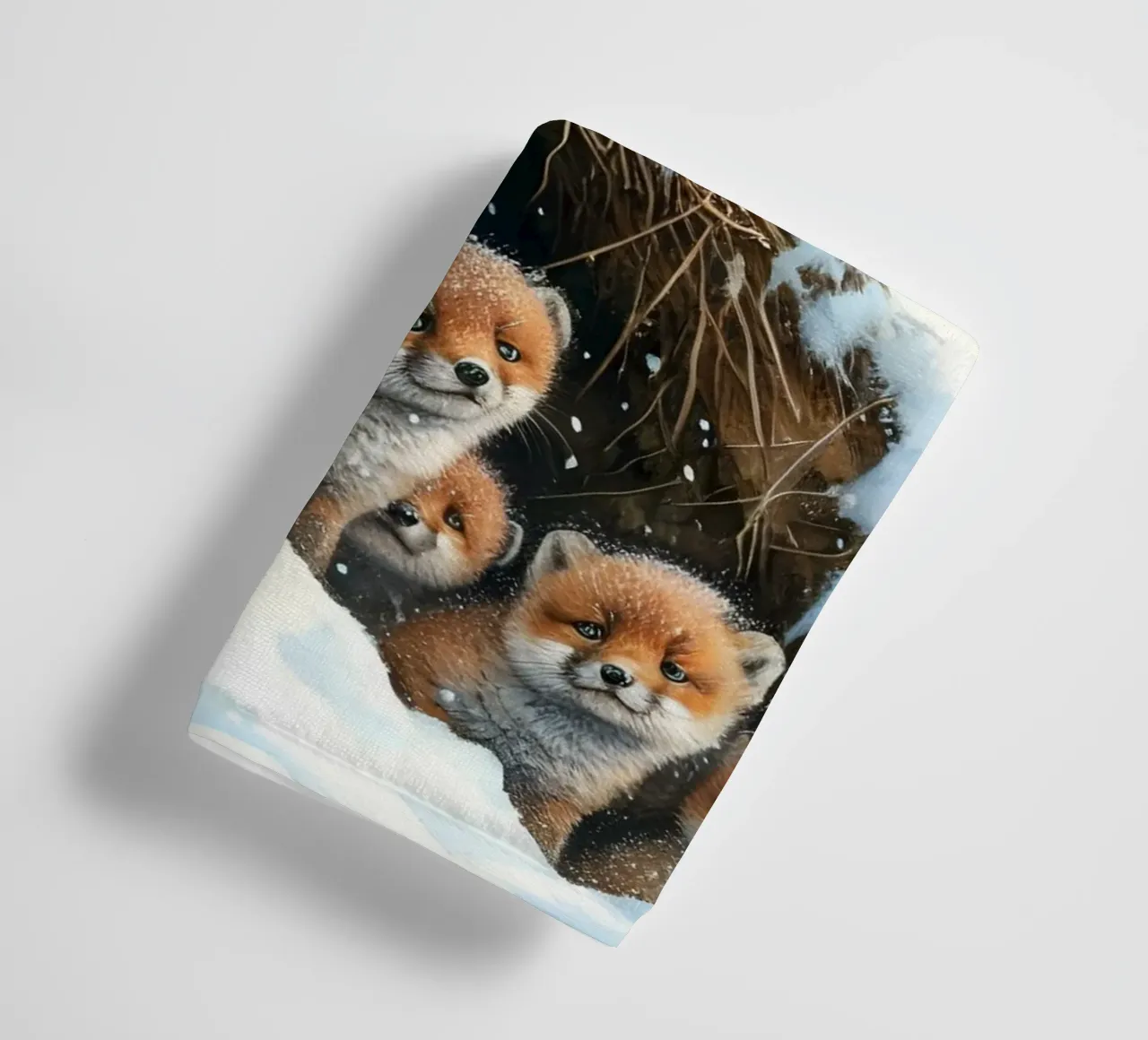Volpe e cuccioli a Natale asciugamano da bagno da ARTOMATIC