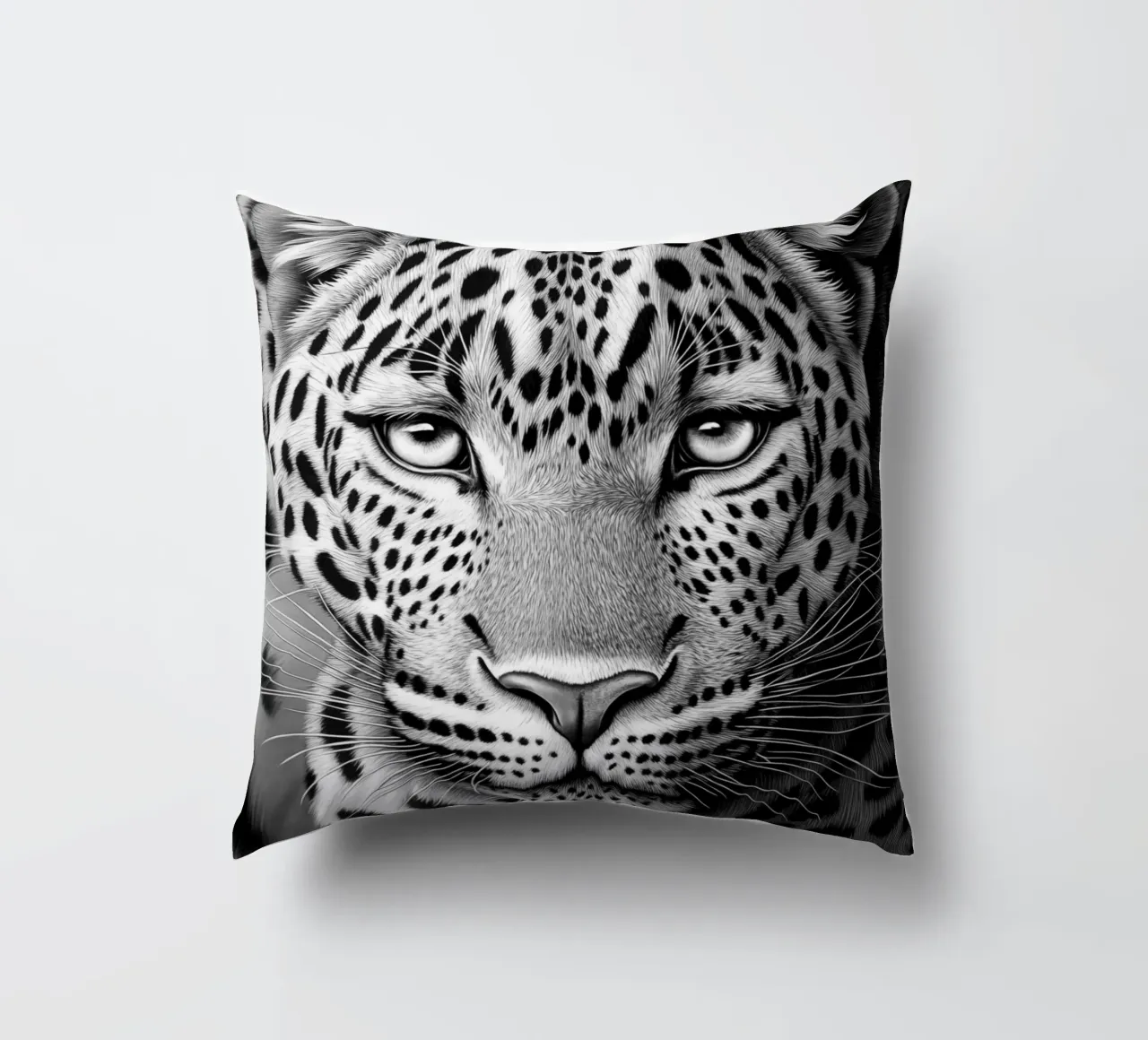 Ritratto di leopardo - Disegno in bianco e nero cuscino da Autofocus