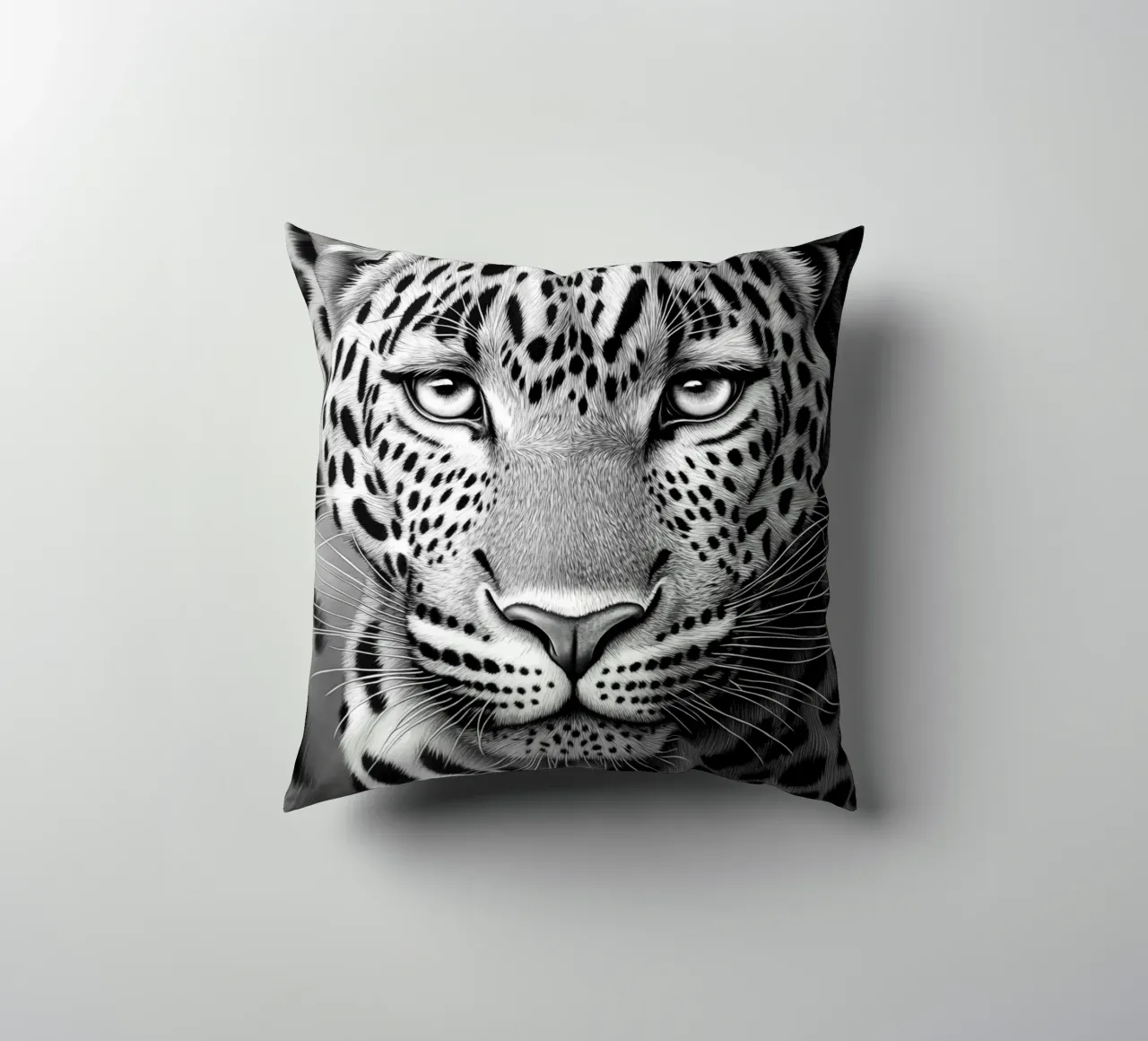 Ritratto di leopardo - Disegno in bianco e nero cuscino da Autofocus