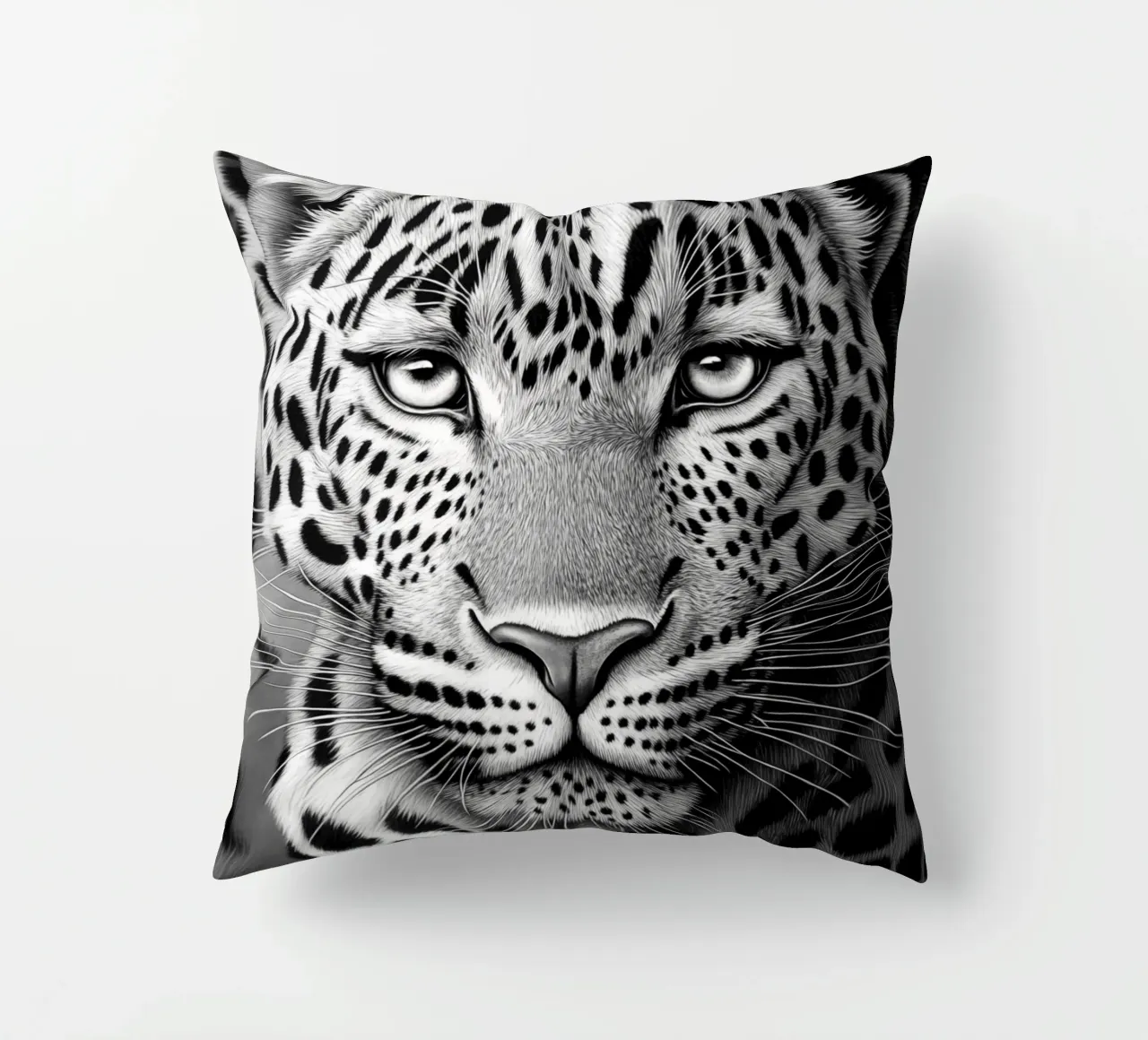 Ritratto di leopardo - Disegno in bianco e nero cuscino da Autofocus