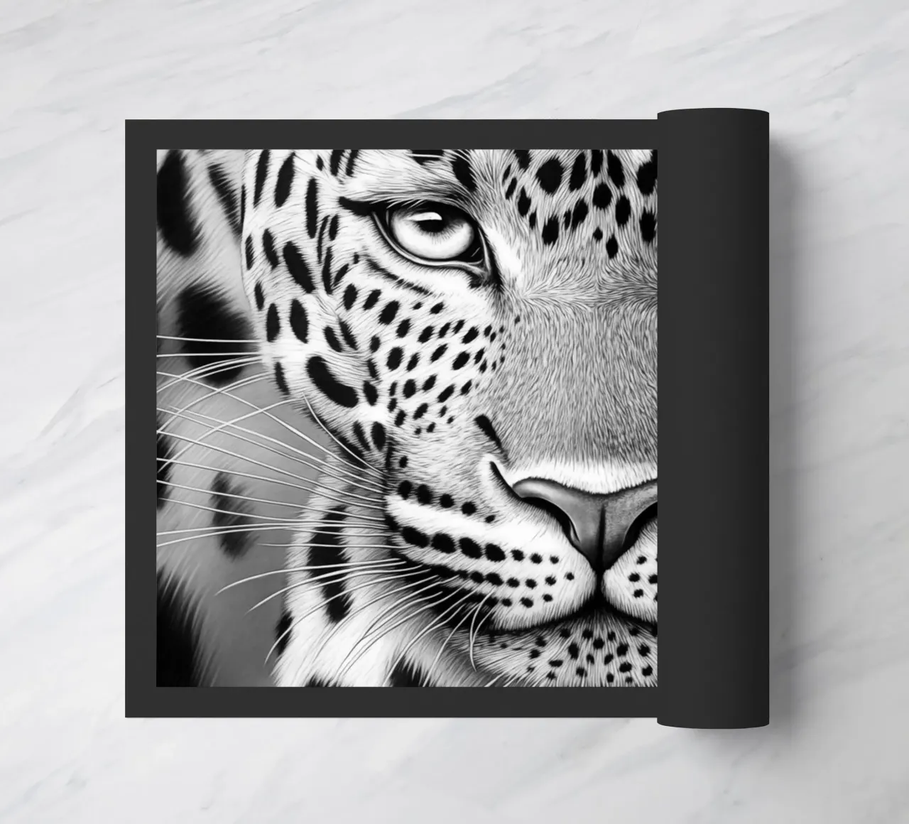 Ritratto di leopardo - Disegno in bianco e nero zerbino da Autofocus