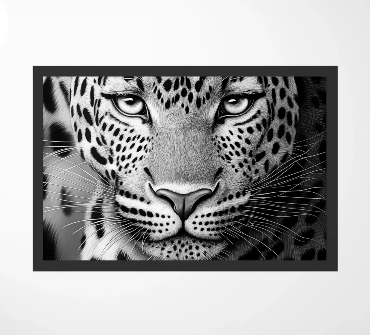 Ritratto di leopardo - Disegno in bianco e nero zerbino da Autofocus