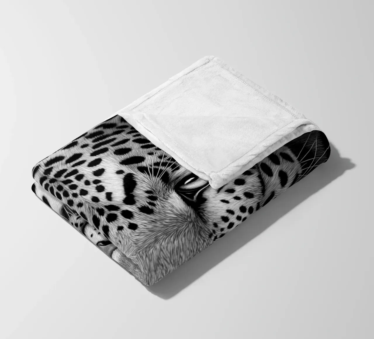 Ritratto di leopardo - Disegno in bianco e nero coperta in pile da Autofocus