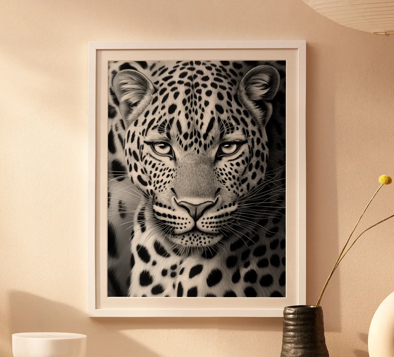 Portrait de léopard | Dessin en noir et blanc poster de Autofocus