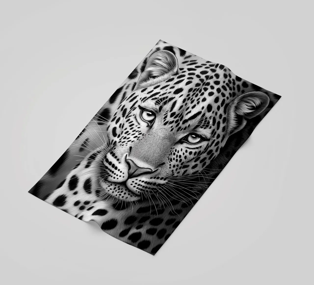 Ritratto di leopardo - Disegno in bianco e nero telo mare da Autofocus