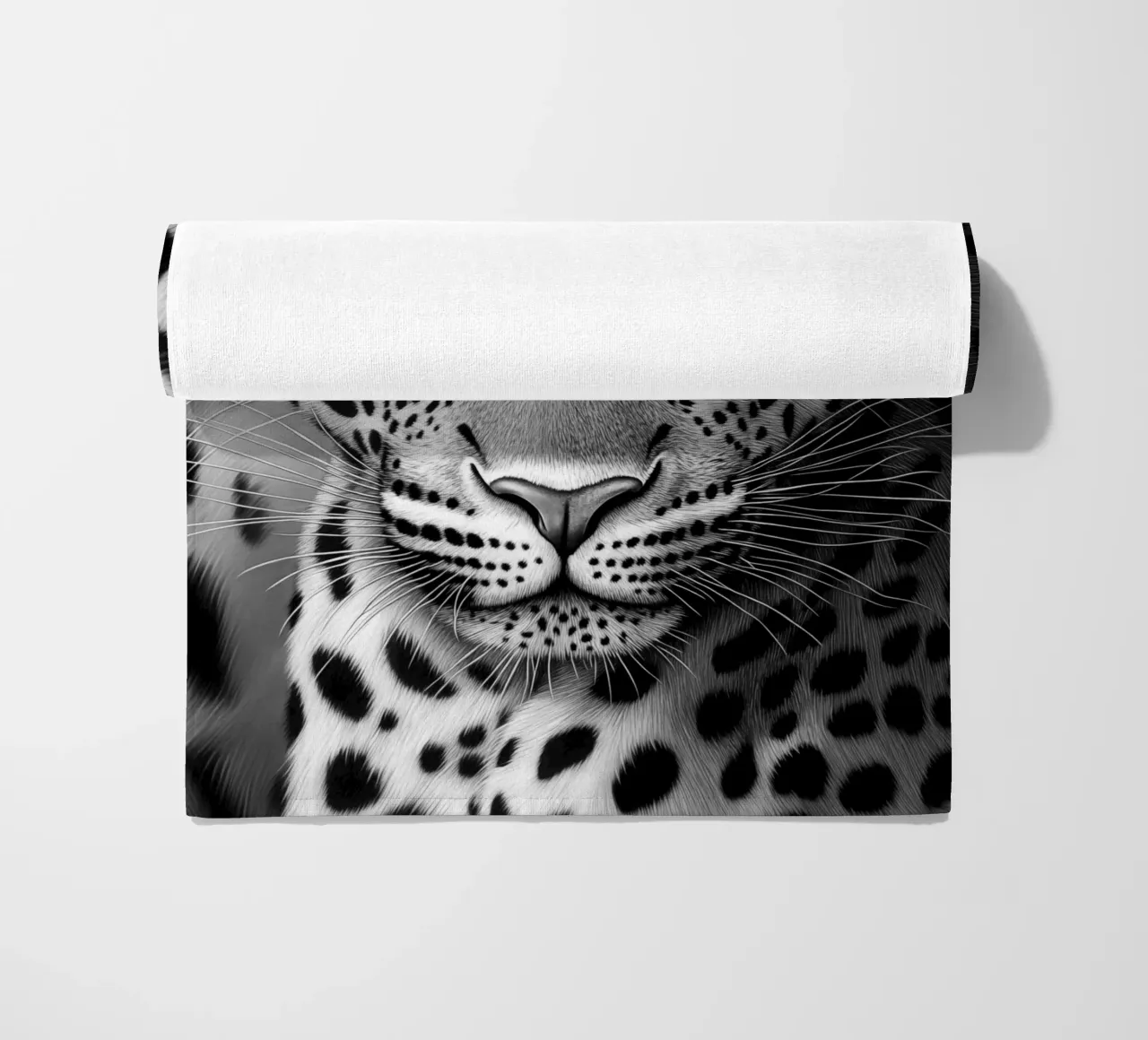 Ritratto di leopardo - Disegno in bianco e nero telo mare da Autofocus