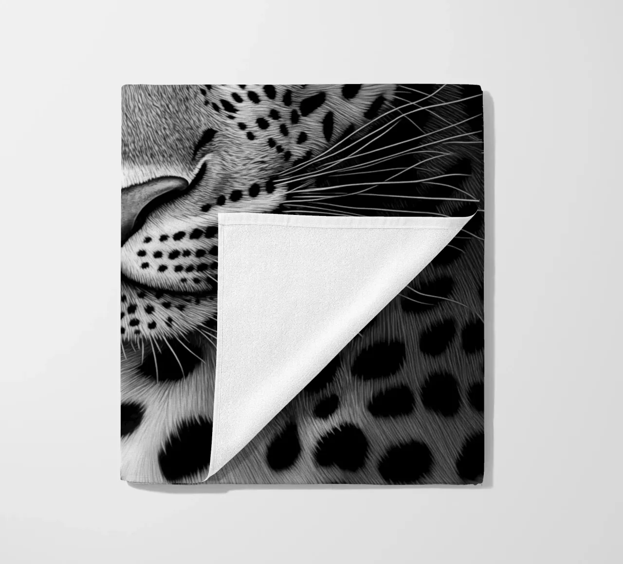 Ritratto di leopardo - Disegno in bianco e nero telo mare da Autofocus