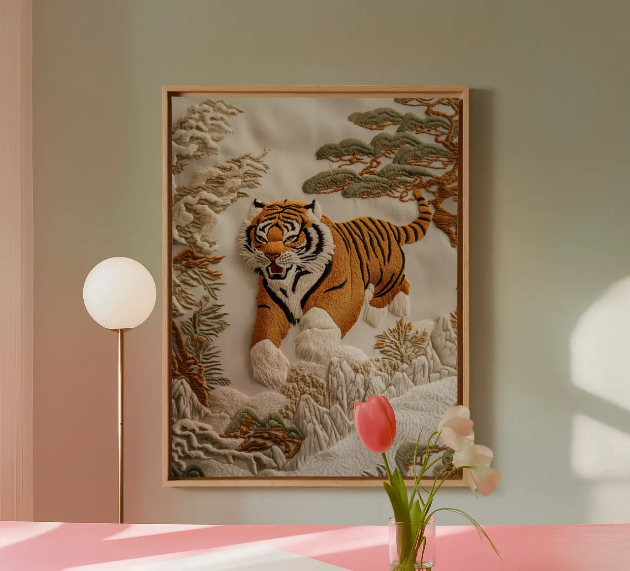 Coperta ricamata con tigre cinese tela con Cornice a cassetta da Autofocus