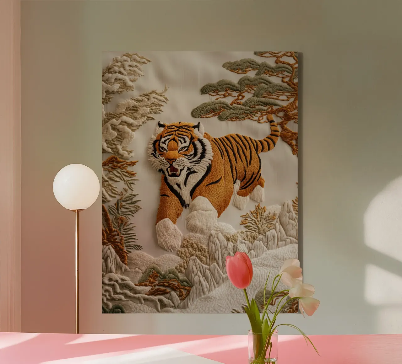 Coperta ricamata con tigre cinese tela con Cornice a cassetta da Autofocus