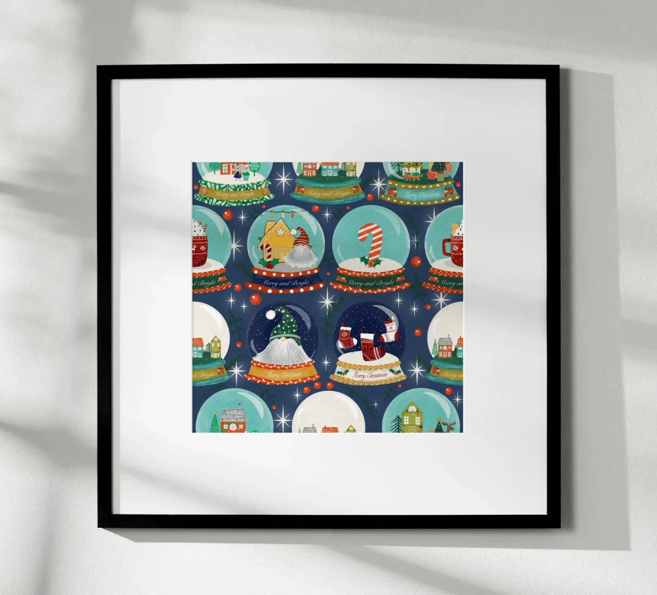 Palla di neve del paese delle meraviglie invernali poster con telaio in legno da susanacosta