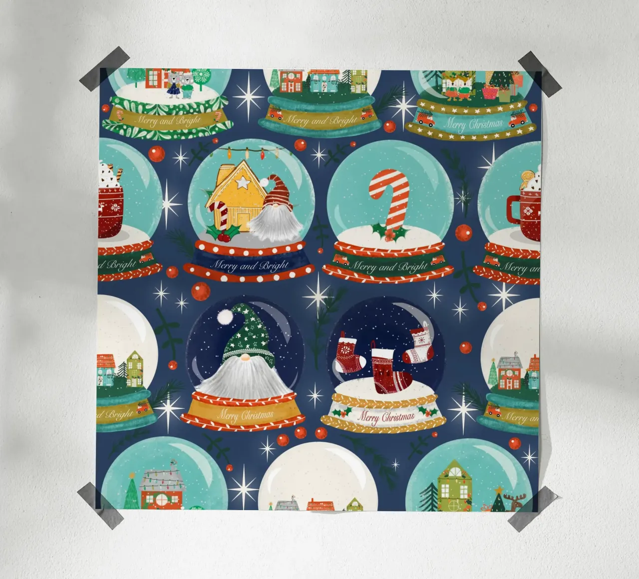 Palla di neve del paese delle meraviglie invernali poster con telaio in legno da susanacosta