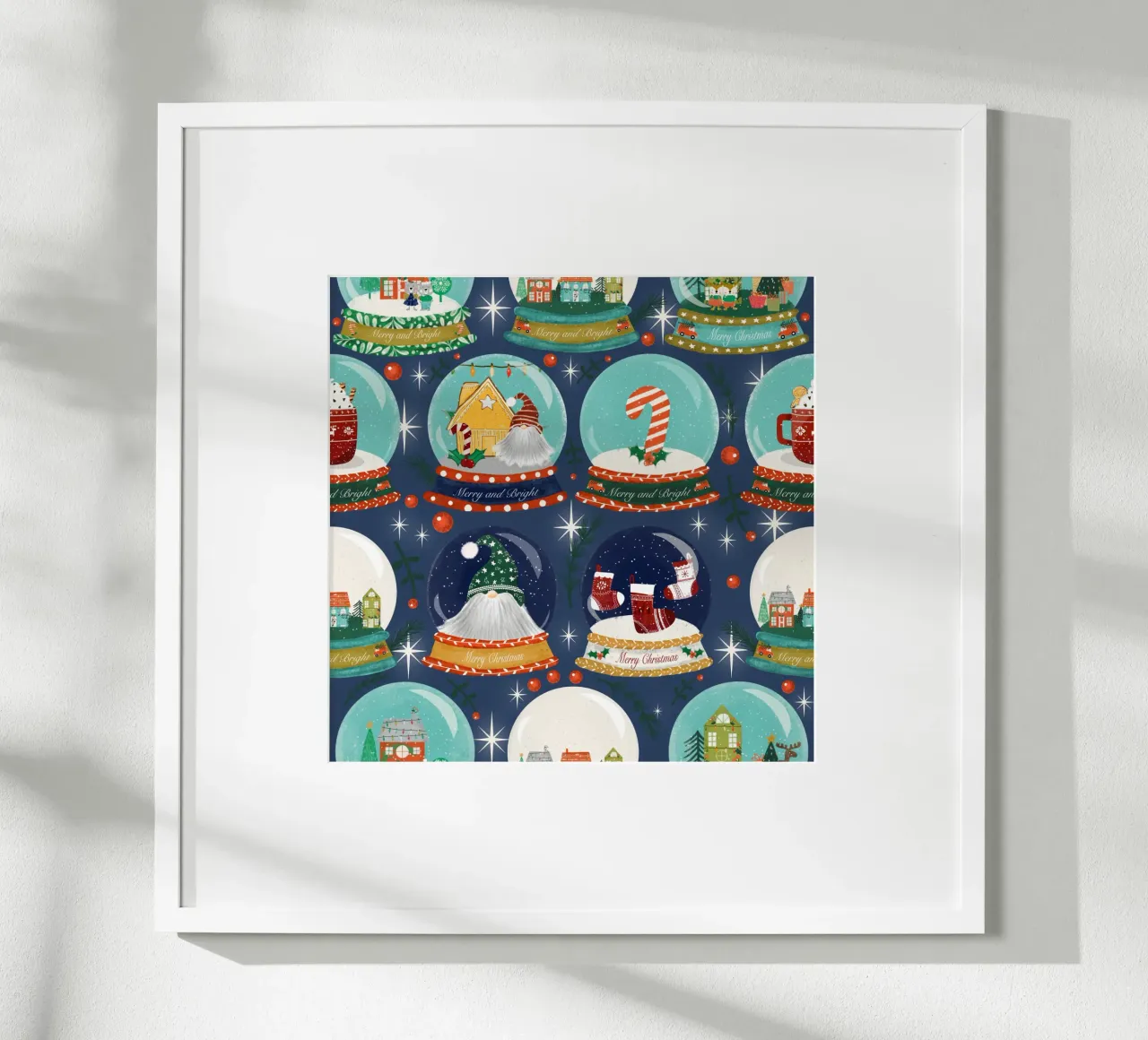 Palla di neve del paese delle meraviglie invernali poster con telaio in legno da susanacosta