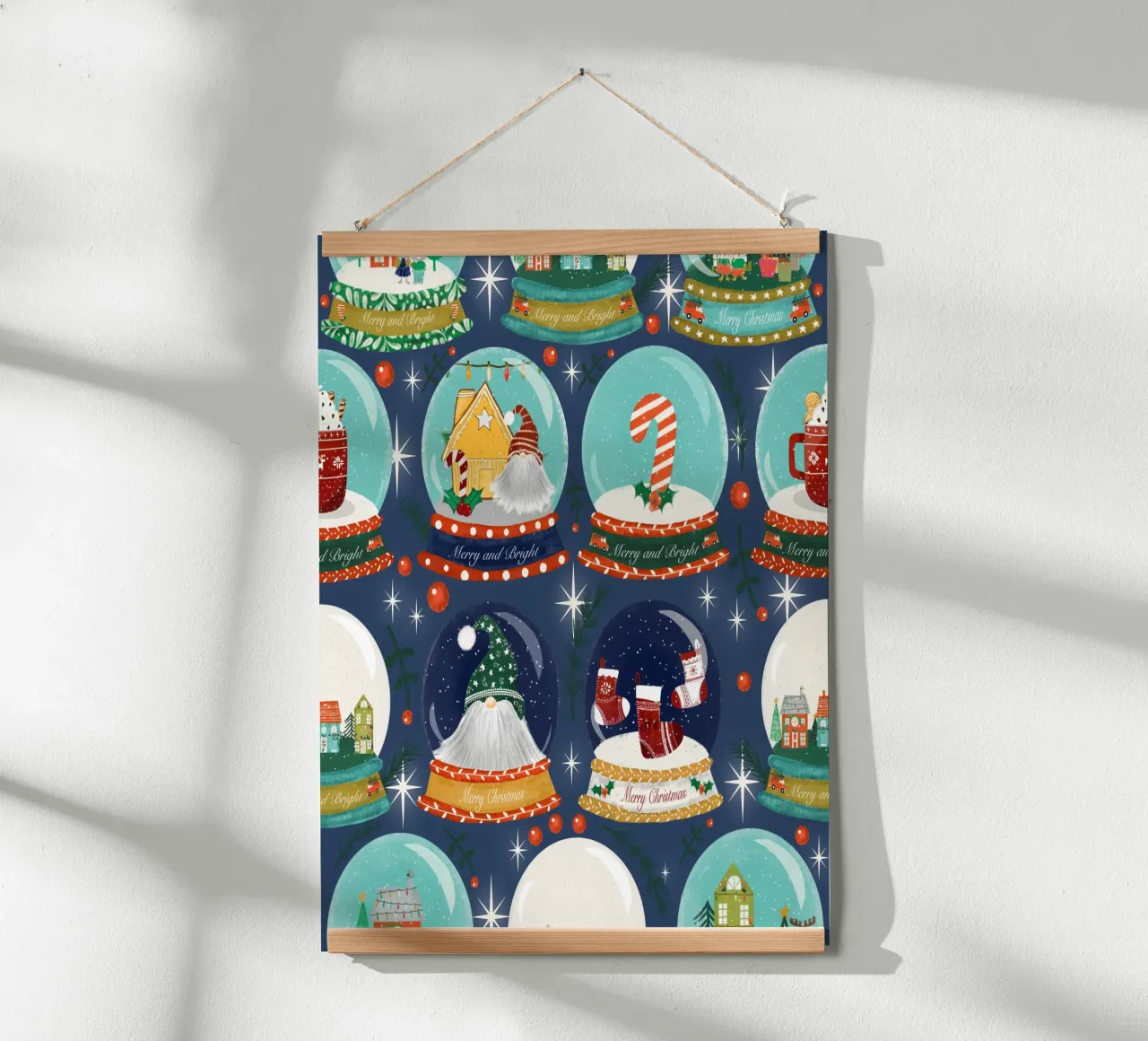 Palla di neve del paese delle meraviglie invernali poster con telaio in legno da susanacosta