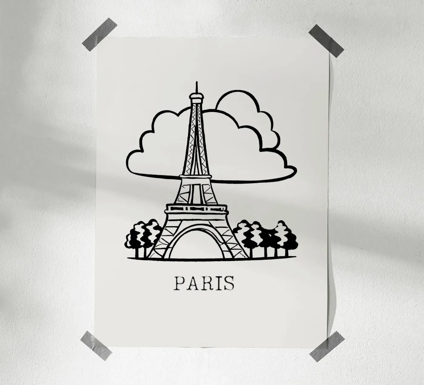 line drawing Paris poster da ramosashop