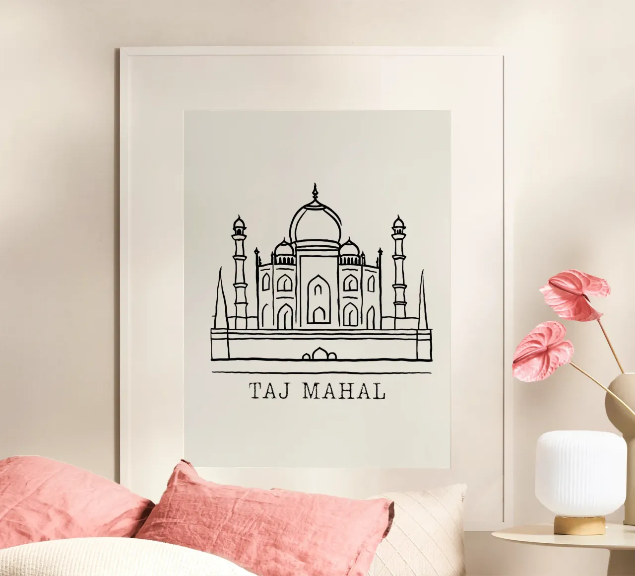 line drawing  Taj Mahal poster da ramosashop