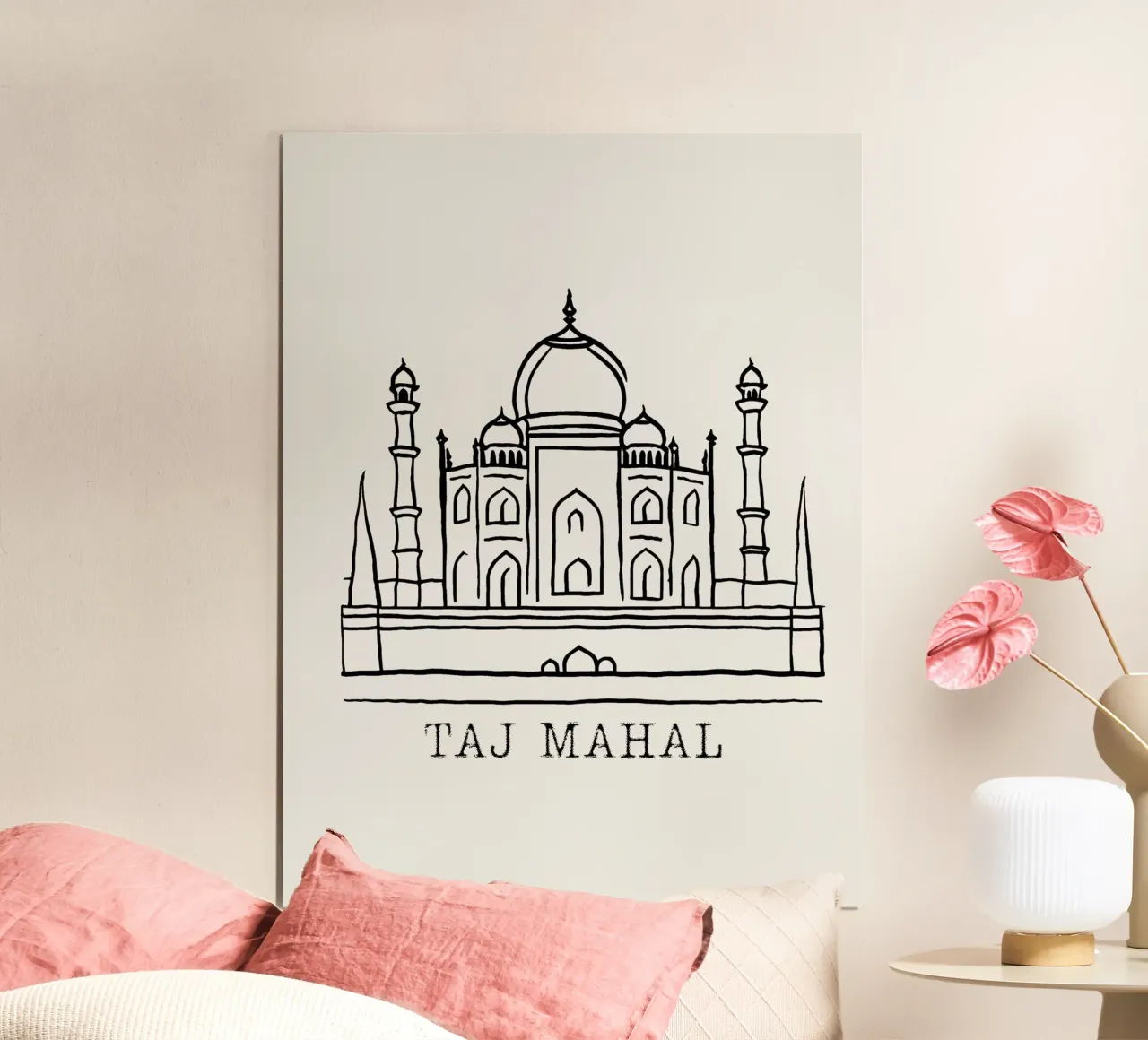 line drawing  Taj Mahal poster da ramosashop
