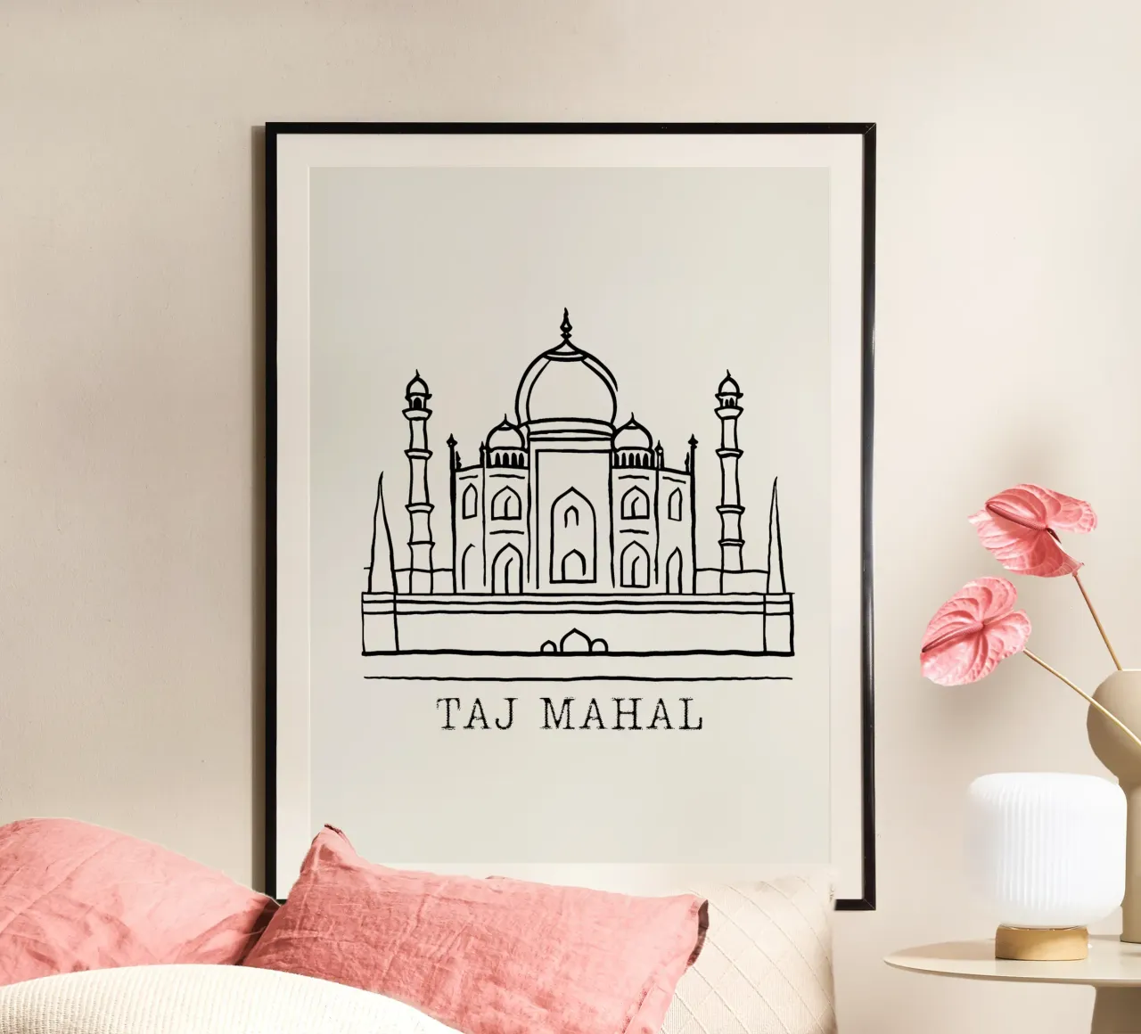 line drawing  Taj Mahal poster da ramosashop