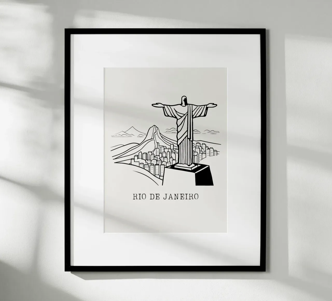 line drawing Rio de Janeiro poster con telaio in plastica da ramosashop