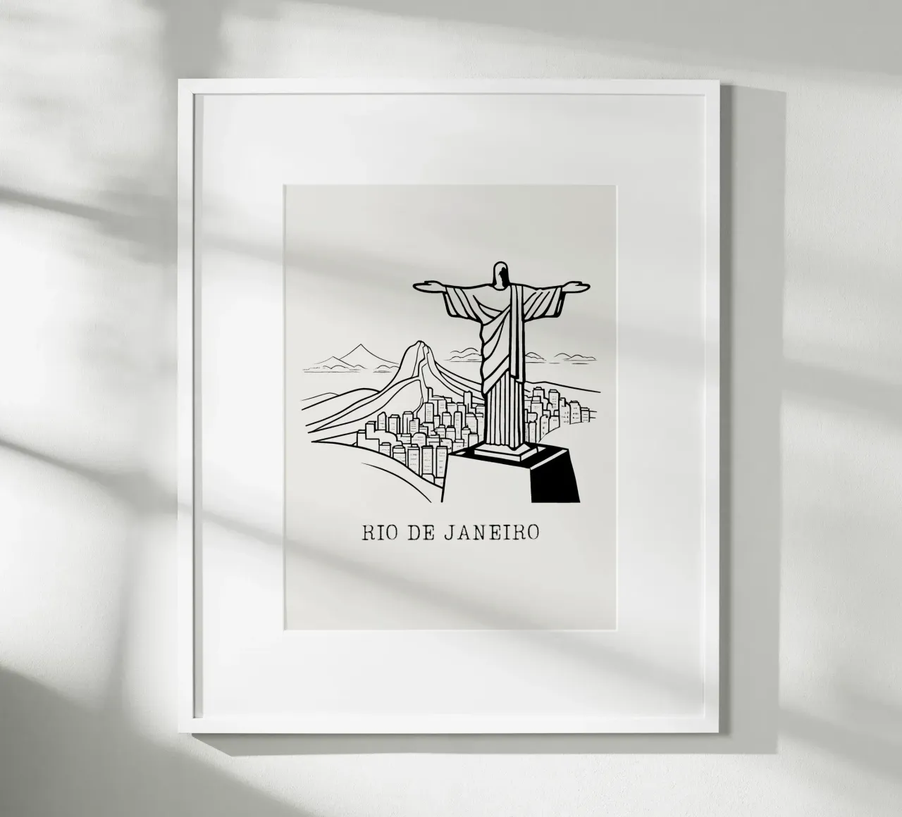 line drawing Rio de Janeiro poster con telaio in plastica da ramosashop