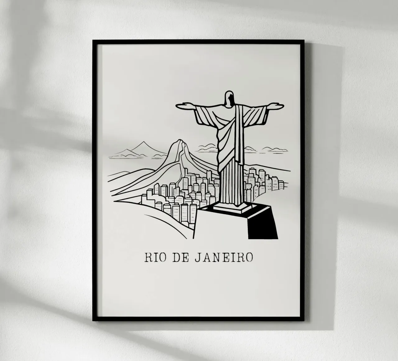 line drawing Rio de Janeiro poster con telaio in plastica da ramosashop