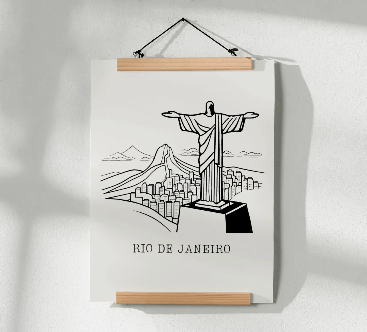 line drawing Rio de Janeiro poster con telaio in plastica da ramosashop
