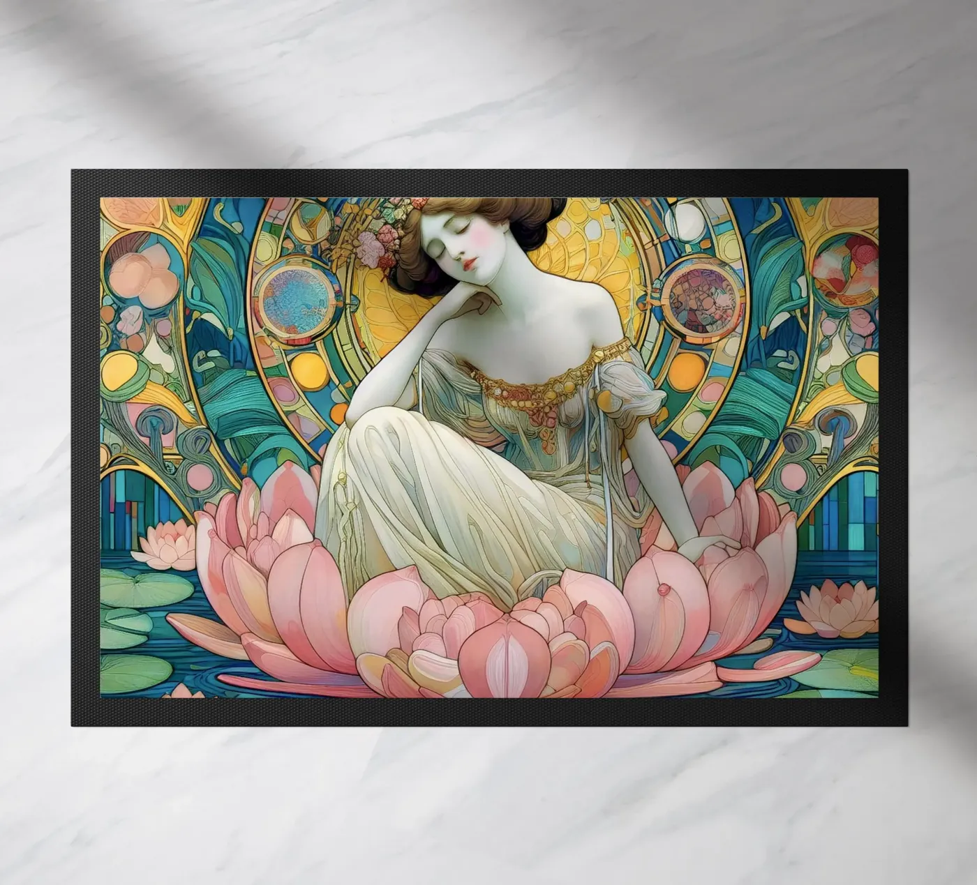 Water lily deurmat van Art-Nouveau-Dsg