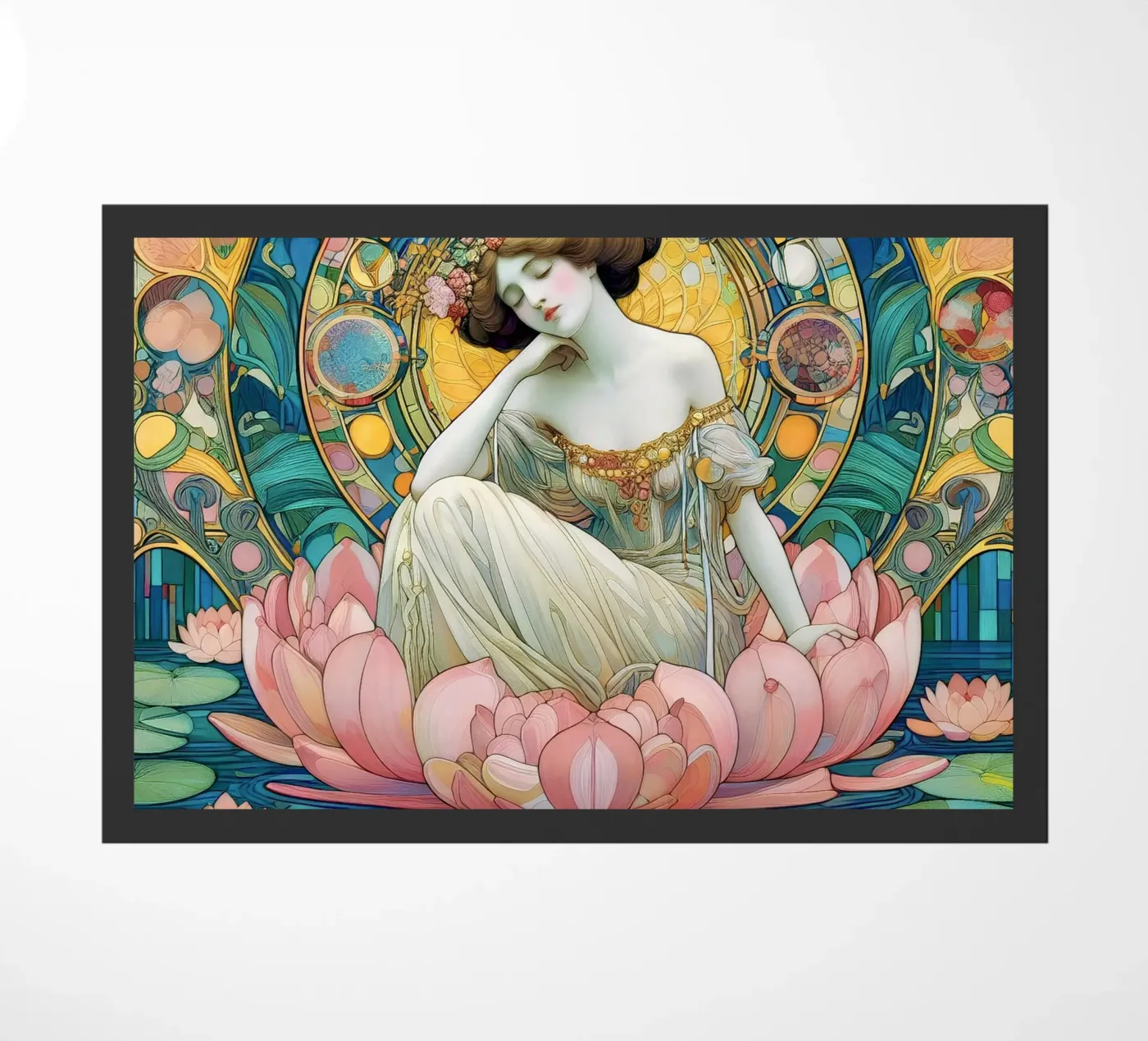 Water lily deurmat van Art-Nouveau-Dsg