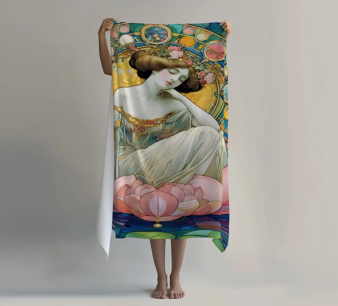 Seerose Strandtuch von Art-Nouveau-Dsg