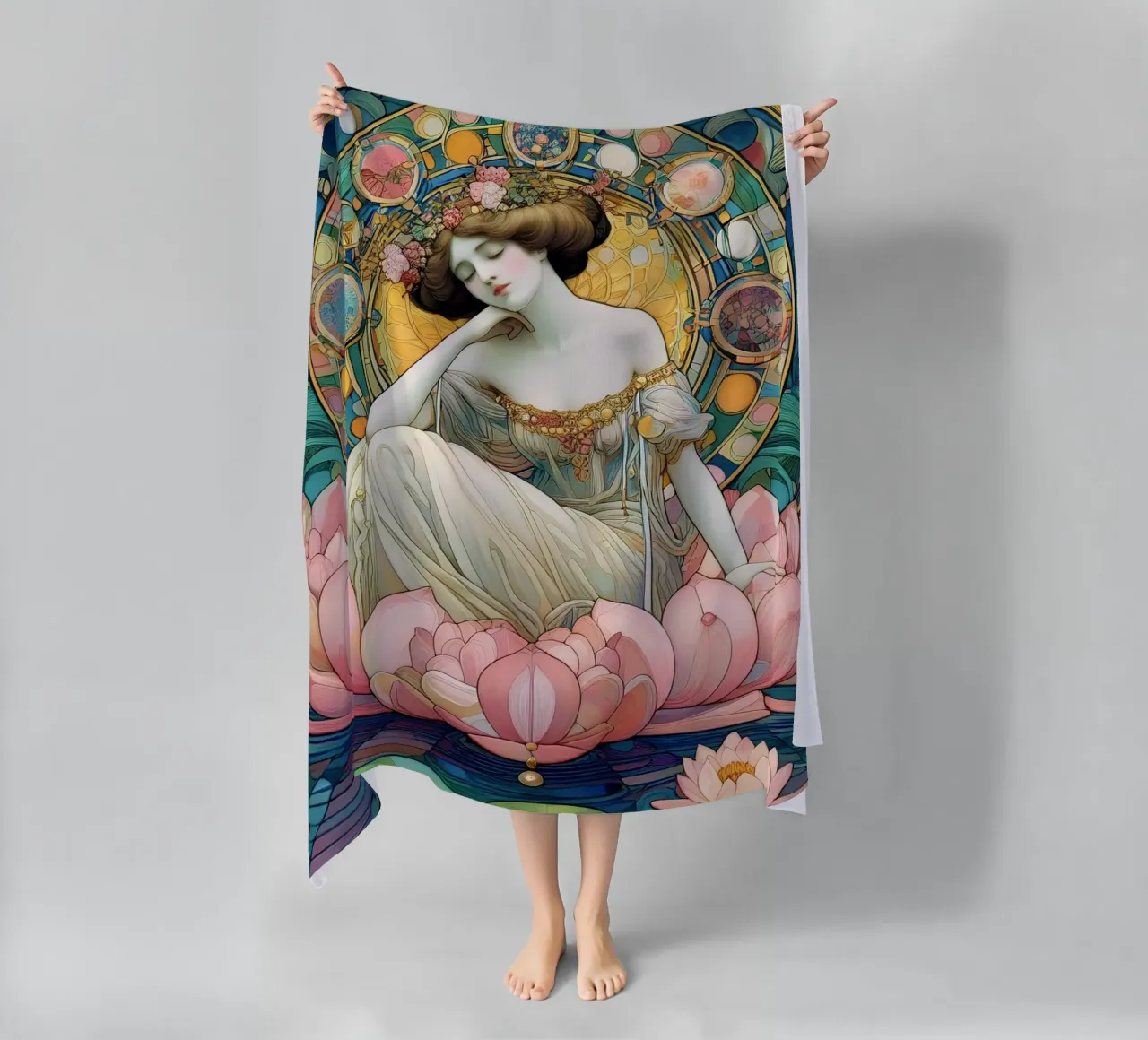 Seerose Strandtuch von Art-Nouveau-Dsg