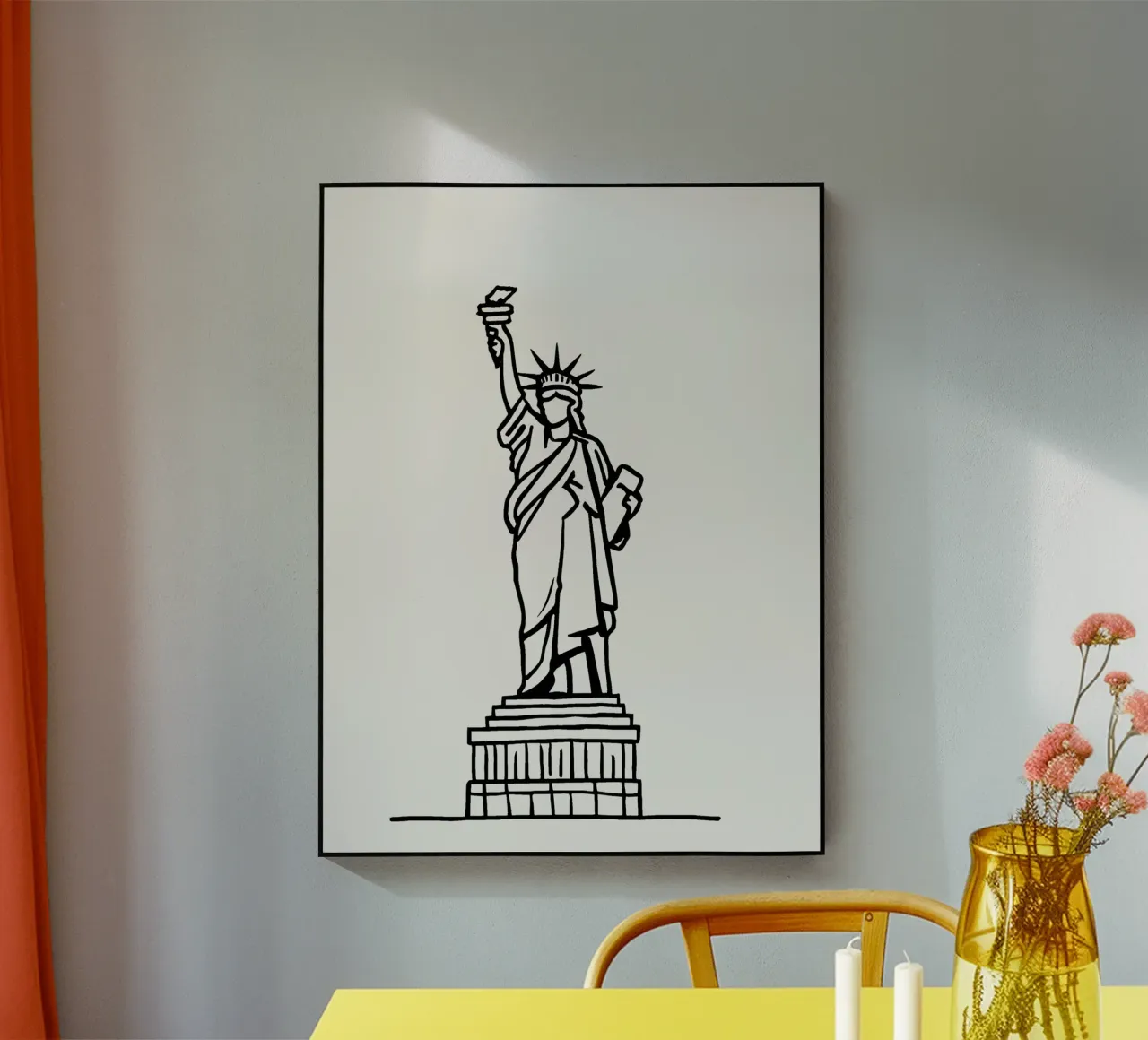 simple line drawing the Statue of Liberty plexiglass da ramosashop