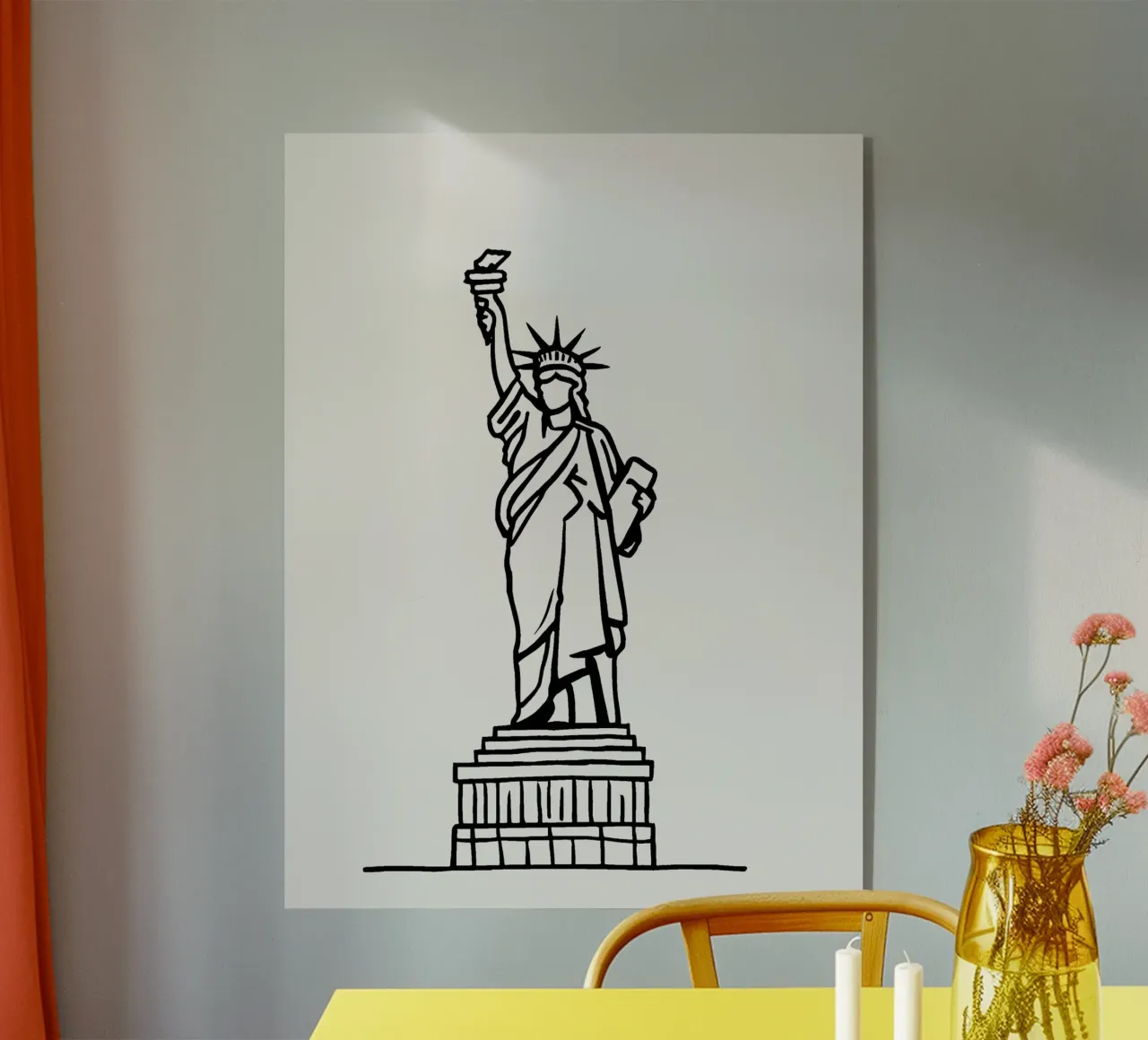 simple line drawing the Statue of Liberty plexiglass da ramosashop