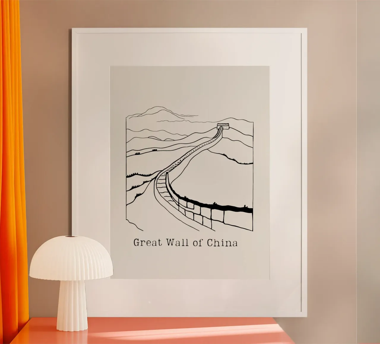 line drawing Great Wall of China poster da ramosashop