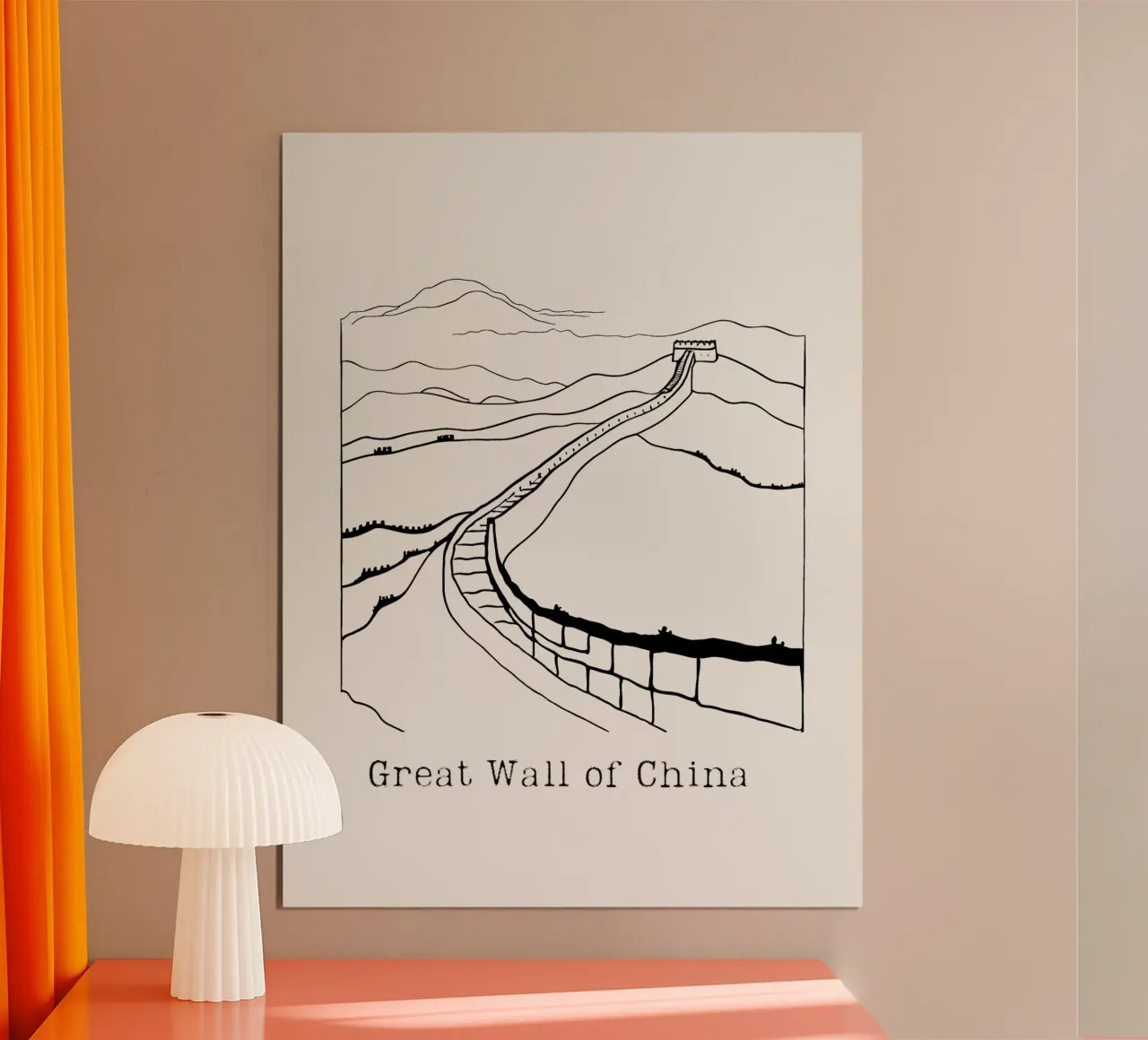 line drawing Great Wall of China poster da ramosashop