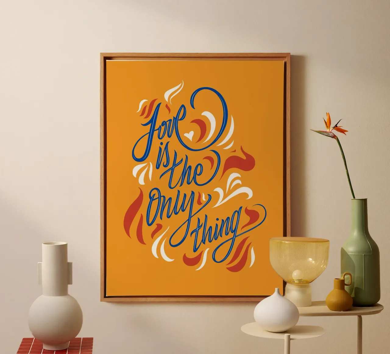 Love is the only thing tela con Cornice a cassetta da Glettering