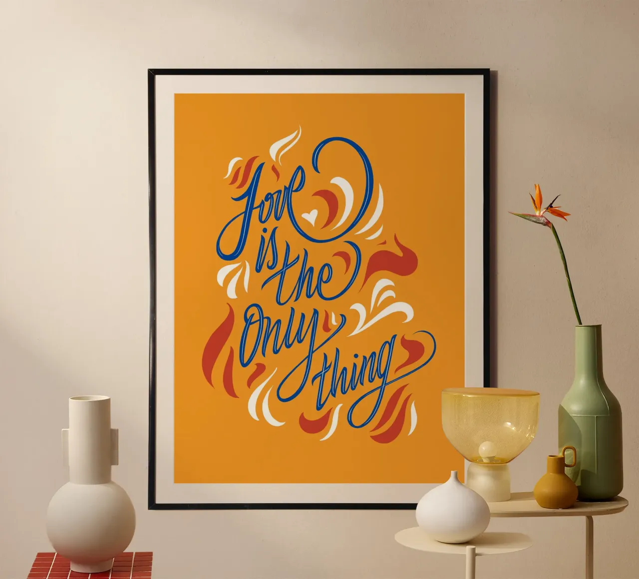 Love is the only thing poster con telaio in legno da Glettering