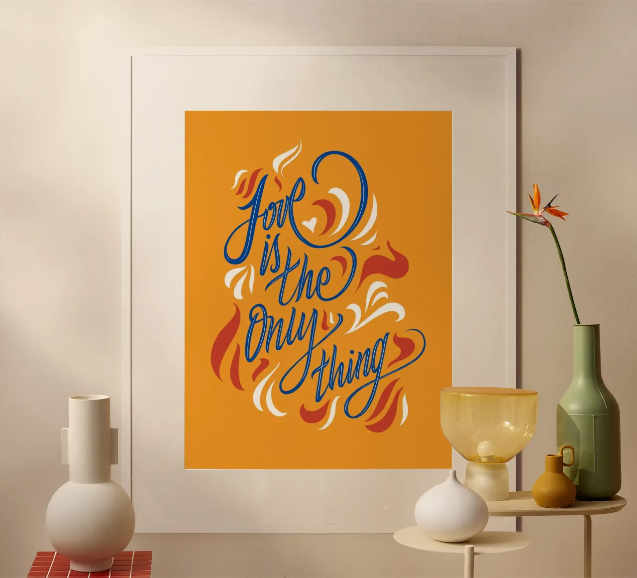 Love is the only thing poster con telaio in legno da Glettering