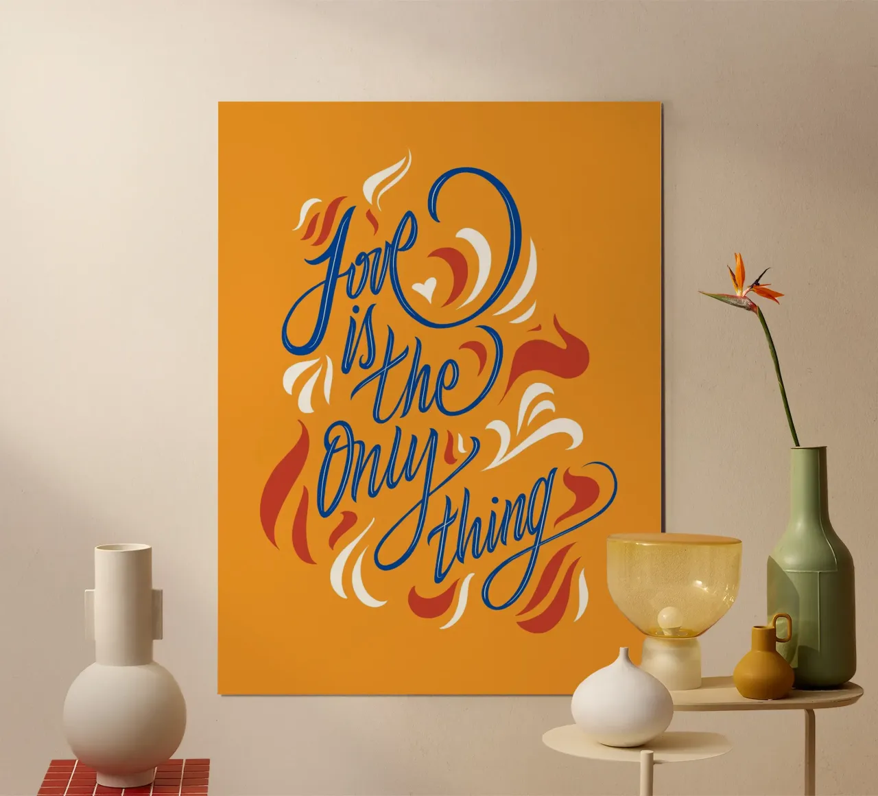 Love is the only thing poster con telaio in legno da Glettering